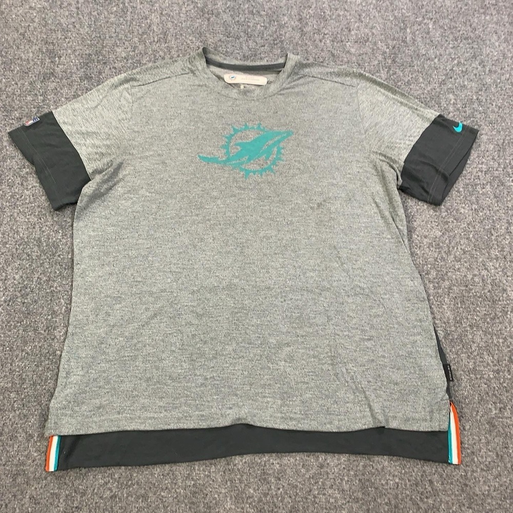 Miami Dolphins Shirt Mens 2XL Gray Player Issued NFL Football Kyle Johnston Nike